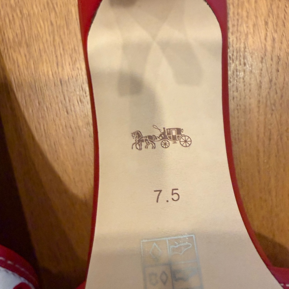 Coach Red and Cream Cherry Print Slide Sandals - Picture 5 of 6